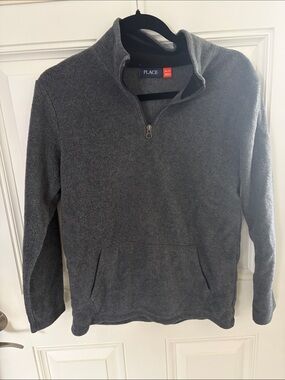 The Children's Place Men's Charcoal Gray Half-Zip Fleece Pullover